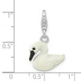 thumbnail image 2 of 925 Sterling Silver Fancy Lobster Closure Enamel Swan With Lobster Clasp Charm 25x15mm Pendant Necklace for Women, 2 of 2