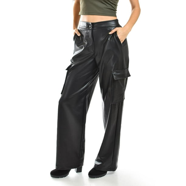 Pantalón cargo de piel sintética Roman Fashion /Juvenil, 2408 (Negro) negro M