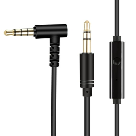 TSV 3.5mm Replacement Earphone Audio Cable L Cord Headphones Aux With Mic For