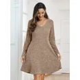 thumbnail image 5 of VEPKUL Women's Plus Size Dresses 4XL, Long Sleeve V Neck Sweater Dresses Casual Fall Winter Dress Tunic Dress with Pockets, 5 of 9