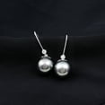 thumbnail image 3 of Rosec Jewels Tahitian Pearl Drop Earrings with Moissanite for Women (AAA Quality, 8 mm), 10K White Gold, 3 of 8