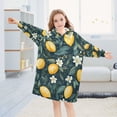 thumbnail image 5 of FORMRS Wearable Blanket Hoodie with Sleeves for Kids Cozy Flannel Sweatshirt, Blue Floral Lemons, 5 of 7