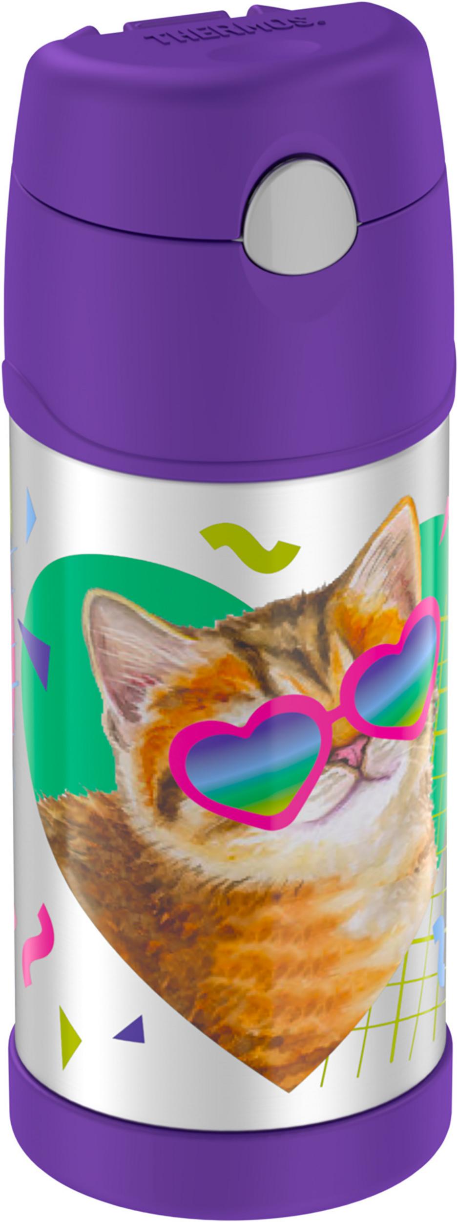 Thermos 12 Oz Funtainer Vacuum Insulated Stainless Steel Straw Bottle Cat - image 4 of 5