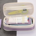 thumbnail image 3 of Big Capacity Pencil Pen Case Simple Stationery Bag College Office Organizer Purple, 3 of 6