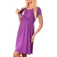 thumbnail image 2 of Économies à Durée Limitée, Robe de Maternité d'Allaitement à Manches Courtes et Col Rond de Couleur Unie, Robe d'Allaitement Confortable pour Femmes Enceintes Incontournable Mode/100 % Polyester, Violet, Sopatenor, 2 of 7