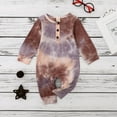 thumbnail image 2 of One opening Baby Boy Girl Button Rompers Long Sleeve Tie Dye Print One Piece Jumpsuit Fall Warm Clothes, 2 of 5