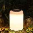 thumbnail image 2 of Lámpara de mesa solar para exteriores, luz cálida RGB, portátil, recargable, para patio, con control remoto, diseño cilíndrico impermeable IP44 para jardín, balcón, camping, 2 of 7