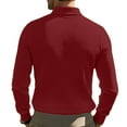 thumbnail image 4 of USNSM Men's Waffle Knit Shirts Casual Basic Long Sleeve Button Down T-Shirt Fashion Lapel Collar Slim Fit Soft Pullover Tops Wine S, 4 of 5