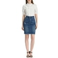 thumbnail image 3 of INSPIRE CHIC Women's Denim Skirts Distressed High Waist Ripped Hem Washed Jean Skirts with Pockets L Vintage Blue, 3 of 7