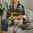 thumbnail image 6 of Honeii Golden White Fire Dragon print Women's Pajama Sets Long Sleeve Button Down Sleepwear Nightwear Soft Pjs Lounge Sets-Large, 6 of 7