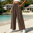 thumbnail image 2 of Npasoilc Wide Leg Pants for Women Flowy Palazzo Plus Size Sweatpants Drawstring Elastic Waist Trousers with Pockets,Brown, 2 of 6