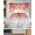 thumbnail image 2 of Red Eucalyptus Leaves Kitchen Curtain and Valance Set 3 Pieces,Rod Pocket Short Tier Curtains 24 Inch Length,Spring Floral Summer Botanical Swag Topper Small Window Treatment for Cafe Bathroom, 2 of 6