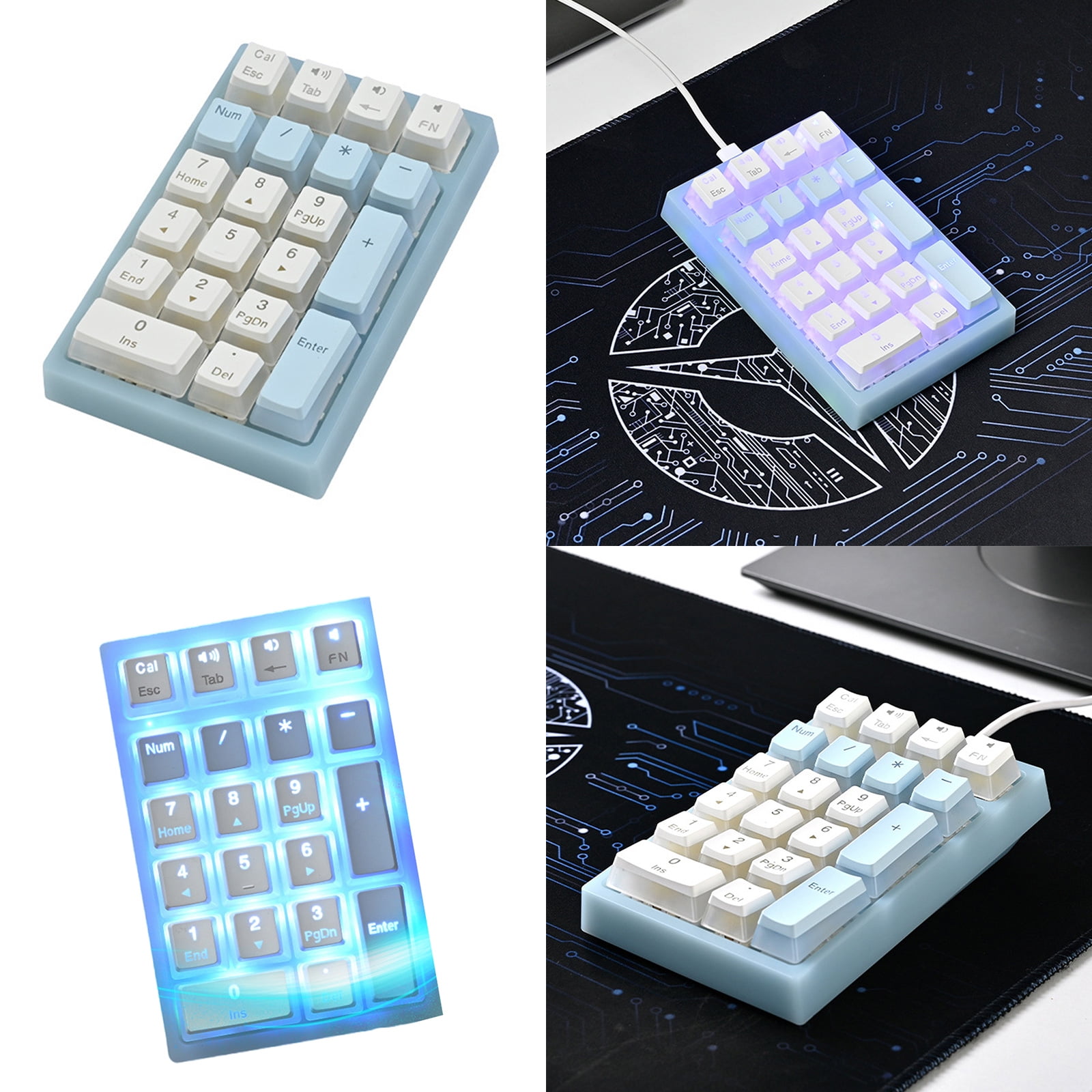 Mechanical Numeric Keypad Hot-Swap Switches Corded Gaming Keypad LED Backlit Keycap Numpad Portable Keypad Extended Layout