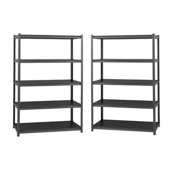 Home Square 5-Shelf Metal Unit Set in Gunmetal Gray/Black (Set of 2)