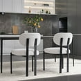 thumbnail image 4 of Modern Upholstered Boucle Dining Room Chairs Set of 2 with Stylish Black Metal Legs for Kitchen Decor, 4 of 16
