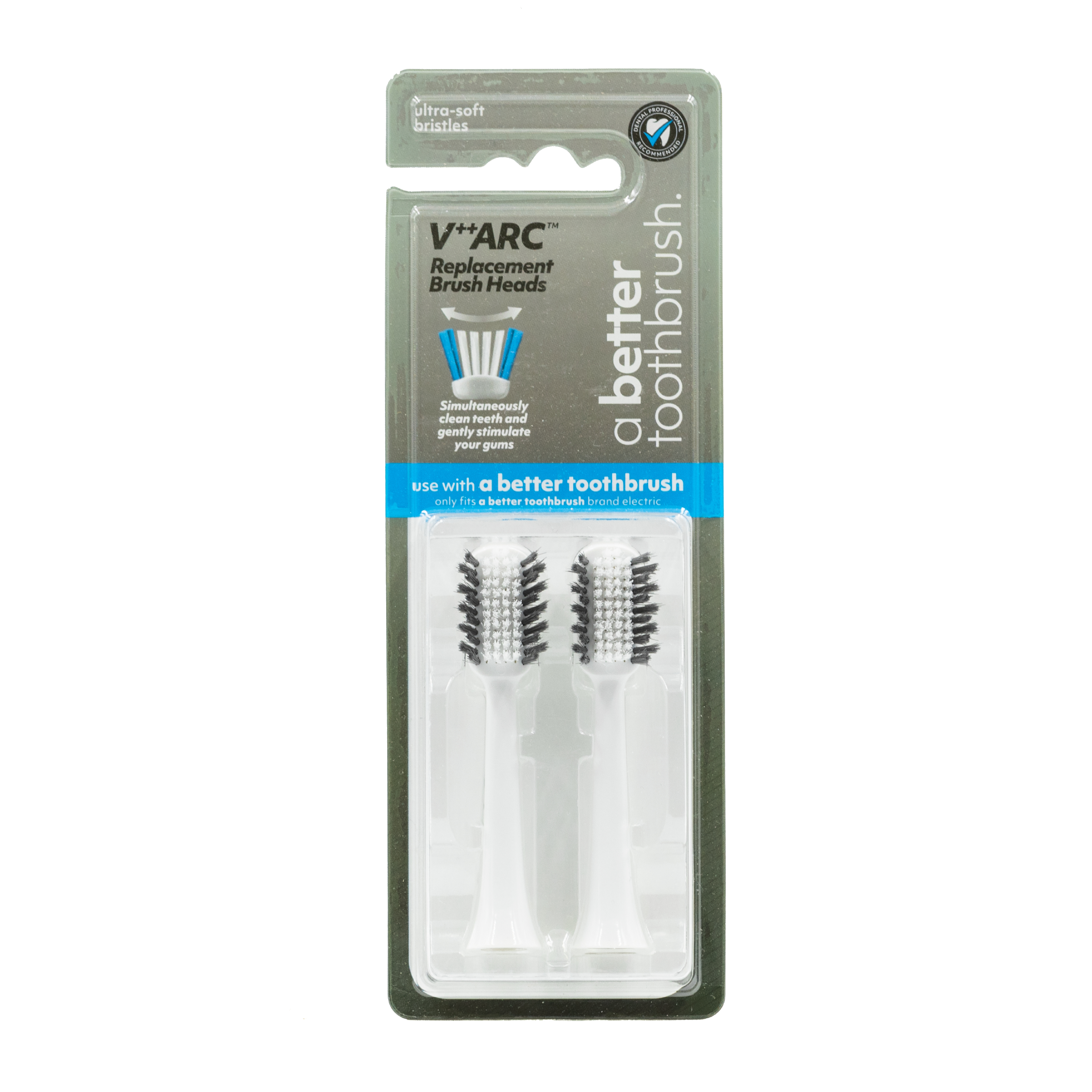 2 Pack V++ARC Replaceable bristle heads for A Better Electric