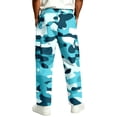 thumbnail image 4 of GrmtClth Mens Loose Fit Camo Cargo Trousers All Over Full Camo Graphic Multi Utility Pockets Drawstring Elastic Waist Street Casual Pants Sky Blue XL, 4 of 6