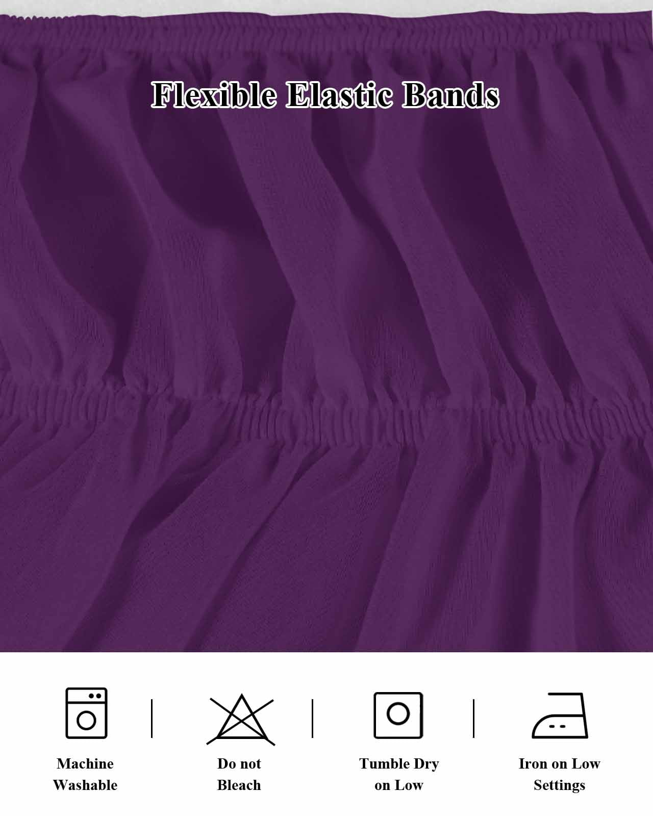 Solid Color Bed Skirt Queen Size 16" Drop Purple Ruffled Wrap Around Bed Skirts Adjustable Elastic Bedskirt Dust Ruffle for Queen Size Bed