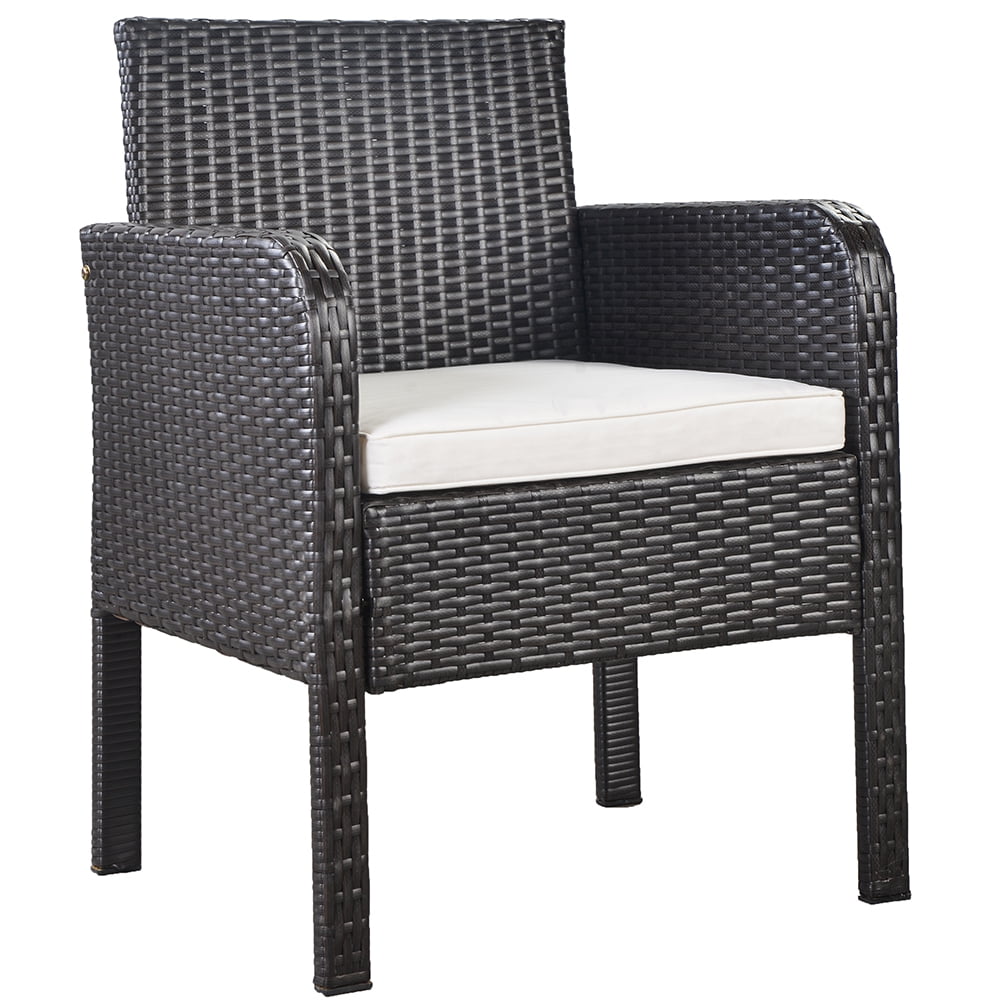 Kepooman 4 Piece Patio Ratten Dining Set, Outdoor Conversation Sofa Seating Set with Cushions - Beige Kepooman 4 Piece Patio Ratten Dining Set, Outdoor Conversation Sofa Seating Set with Cushions - Beige