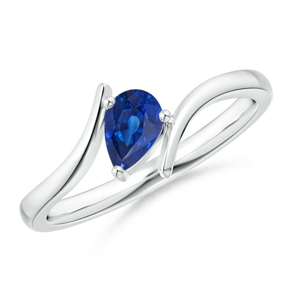 ANGARA Natural Bypass Pear-Shaped Blue Sapphire Ring in 925 Sterling Silver for Women (Size-6x4mm) | September Birthstone, Birthday, Anniversary, Jewelry Gift for Women | Natural Blue Sapphire Ring