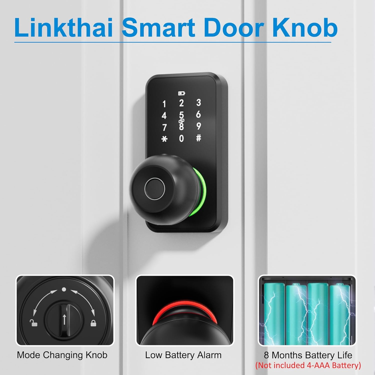 Hansang Smart Door Lock with Keypad and Fingerprint, Keyless Entry Electronic Door Knob for Front Door, Easy to Install