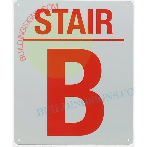 STAIR B SIGN (10x12,White,Aluminum) -ref21022