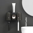 thumbnail image 5 of Wall Mounted Toothbrush Holder with Automatic Toothpaste Dispenser - Adhesive Bathroom Organizer Set Includes 2 Cups, Family Toothbrush Storage, Modern Grey Bathroom Decor, 5 of 6
