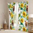 thumbnail image 3 of jejeloiu Brown Highland Cattle Blackout Curtains Set of 2 (52x84 Each),Rustic Botanical Sunflower Window Curtains For Men Women, 3 of 6