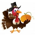 thumbnail image 2 of Pilgrim Turkey Holding Pumpkin Wall Decal Mural by Wallmonkeys Vinyl Peel and Stick Graphic for Girls (18 in W x 17 in H), 2 of 4