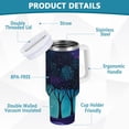 thumbnail image 2 of Yayeee 40oz Stainless Steel Tumbler with Straw and Handle Double-Wall Insulated Travel Water Bottle, Purple Moonlight Forest, 2 of 8