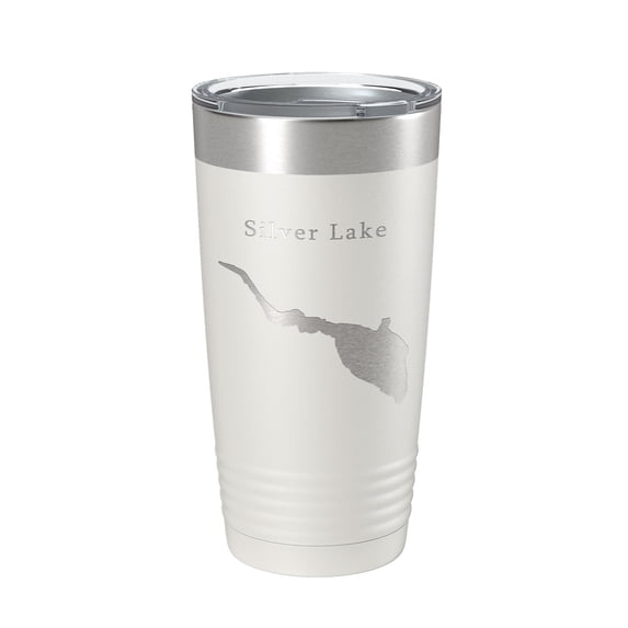 Silver Lake Map Tumbler Travel Mug Insulated Laser Engraved Coffee Cup Delaware 20 oz White