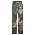 thumbnail image 5 of Wolf Resting On Rock Winter Female Pants Flannel High Waist Women Pants Lady Warm Straight Leg Plush Trousers, 5 of 7