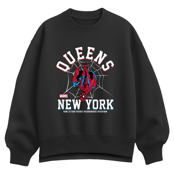 Marvel - Spider-Man Queens New York Oversized Fleece Crew Sweatshirt