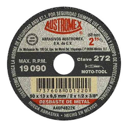 Piedra Abrasiva Austromex T-1 2 x 1/2 x 3/8 G46 Resina 272
