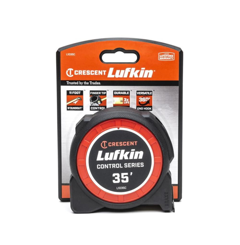 Crescent Lufkin Control L1035C Tape Measure, 35 ft L Blade, 1-3/16 in W Blade