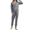 thumbnail image 2 of Women'S V Neck 2 Piece Sweater Set Pullover Casual High-Waisted Knit Set Sweatsuits Gray One size, 2 of 5