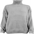 thumbnail image 3 of Tunique à Long Col Roulé Surdimensionnée pour Femmes à Manches Chauve-Souris Longues Chandail en Tricot, 3 of 6