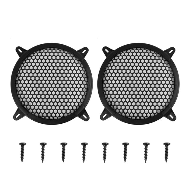Unique Bargains 2pcs 8' Black Round Car Speakers Cover Plastic Mesh Woofer Subwoofer Protector