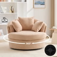 thumbnail image 4 of BRILHAMEZ Modern Oversized 360° Swivel Accent Chair, Lambswool Fabric Round Cuddle Chair Single Sofa Lounge Chair for Living Room, Brown, 4 of 8