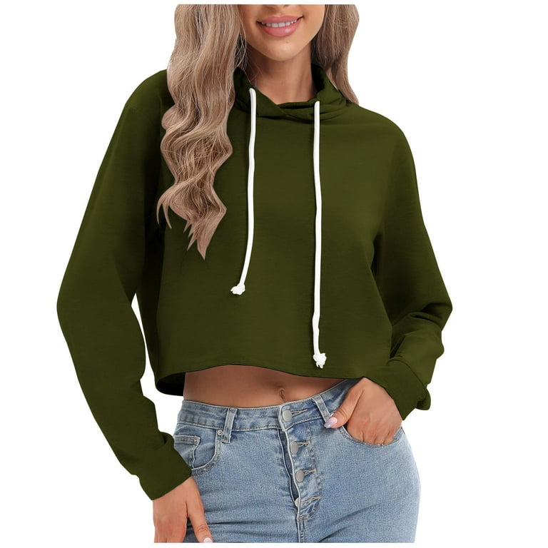 Hooded Exposed Navel Plain Hoodies Hooded Exposed Navel Plain Hoodies