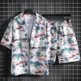 thumbnail image 3 of Conjuntos de camisas para hombre, conjuntos de playa blancos, conjunto de 2 piezas, conjunto coreano de dos camisetas, pantalones cortos, trajes para hombre, elegantes, 5xl, elásticos, sueltos, fresco, 3 of 5