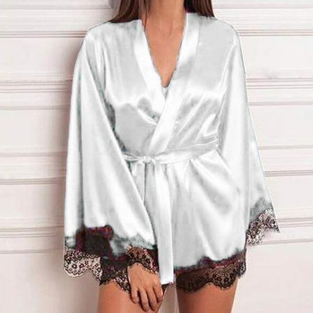 

Leesechin Womens Underwear Lingerie Silk Lace Robe Dress Babydoll Sleepwear Nightdress Pajamas Set 2XL Deals of Today