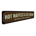 thumbnail image 3 of Hot Waffles & Ice Cream Novelty Sign, Metal Wall Decor - 4x18 inches, 3 of 4