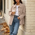 thumbnail image 6 of Busydd Suede Jackets for Women with Pockets Fashion Solid Color Button Down Fall Jackets Casual Comfortable Long Sleeve Lapel Jackets, 6 of 10