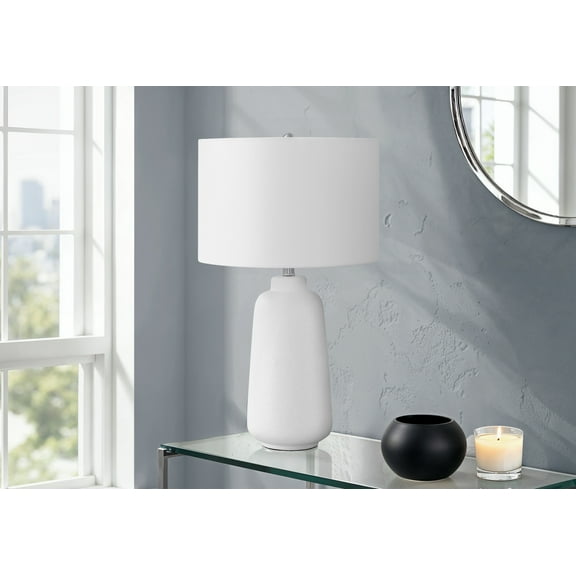 Noaman 26"h Cream Ceramic Table Lamp with Ivory Linen Shade, 3-Way Rotary Switch, 15x15x25.5in, Modern Lighting for Living Room, Bedroom & Office