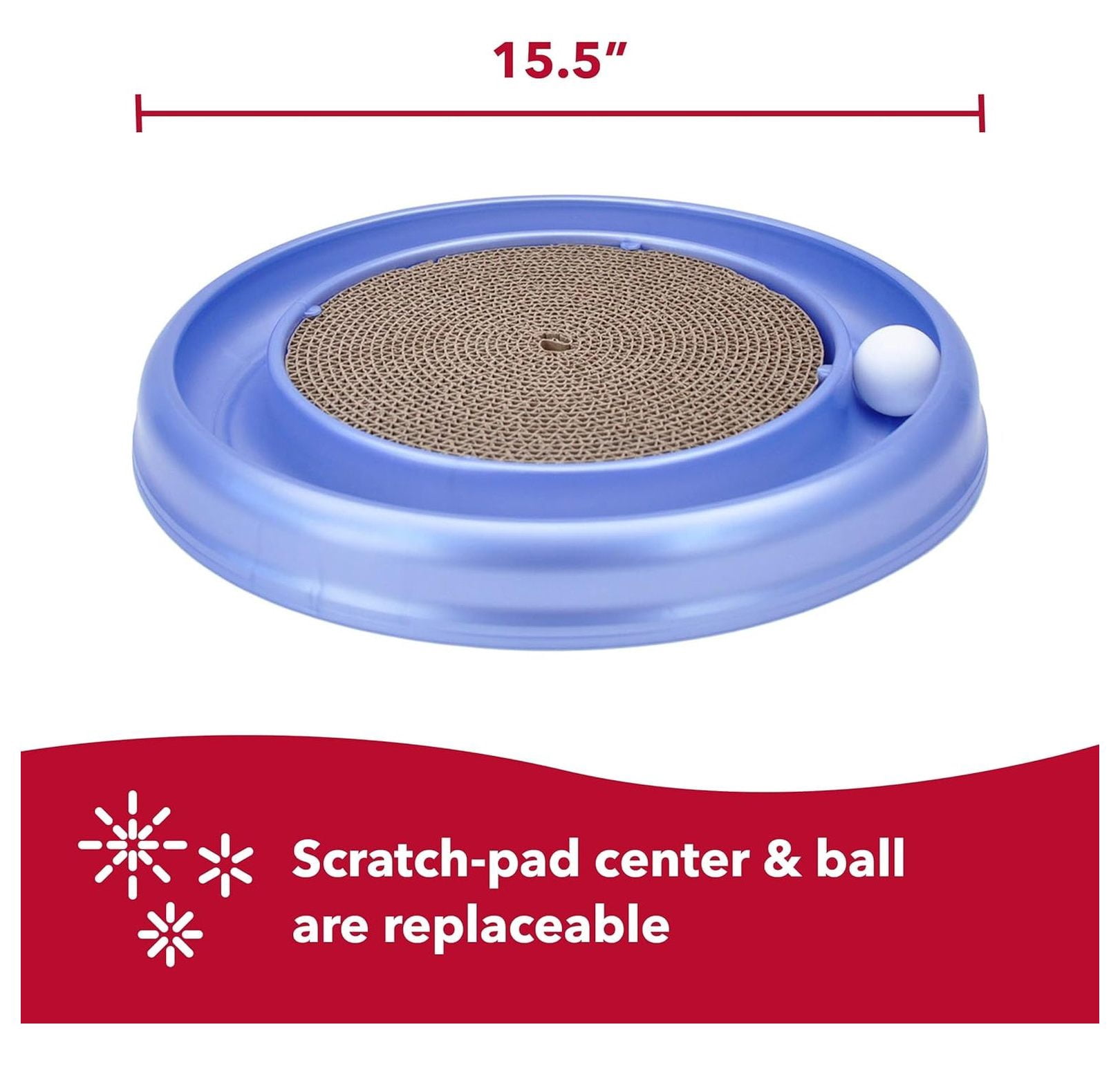 Cat Scratcher Pad with Toy Ball - Coastal Pet Turbo Scratcher for Cats - Cardboard Scratching Post with Catnip & Interactive Track Toy - 16" x 1.88"