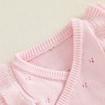 thumbnail image 5 of Cjfdfy Newborn Baby Girls Knit Sweater Romper Ruffle Long Sleeve Eyelet Embroidery V Neck Side-tie Jumpsuit Little Baby Cute Sweet Fall Winter Sweater 0-6M, 5 of 8