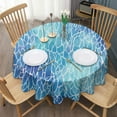 thumbnail image 3 of Blue White Tie Dye Cracked Pattern Round Tablecloth 60"x60",Wrinkle Wipeable Table Cloth for Kitchen Dining Room Picnic Patio Party, 3 of 6
