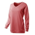 thumbnail image 2 of A2Y Women's Relaxed Fit Long Sleeve V-Neck Side Pocket Sweatshirt Dusty Rose S, 2 of 6