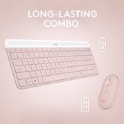 Logitech MK470 Slim Wireless Keyboard and Mouse Combo - Modern Compact Layout, Ultra Quiet, 2.4 GHz USB Receiver, Rose